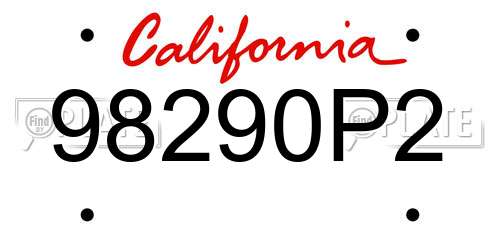 98290P2 California License Plate