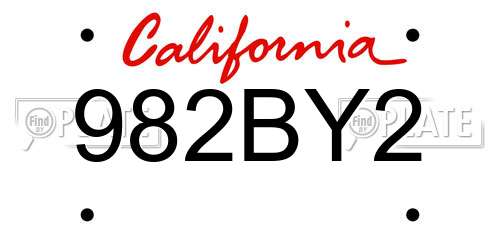 982BY2 California License Plate