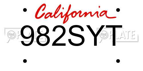 982SYT California License Plate