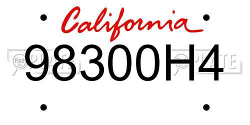 98300H4 California License Plate