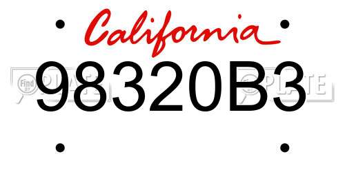 98320B3 California License Plate