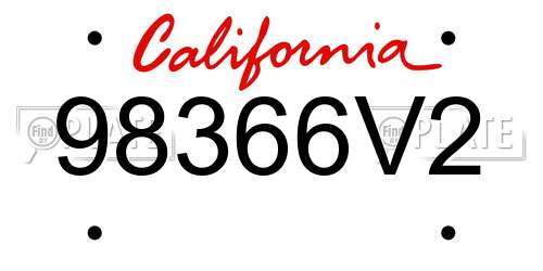 98366V2 California License Plate