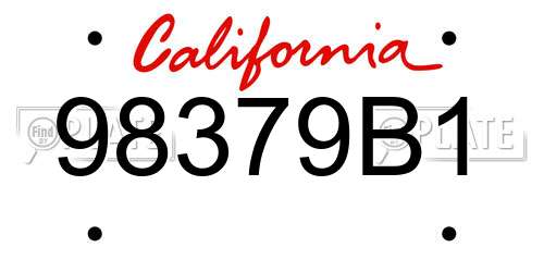98379B1 California License Plate