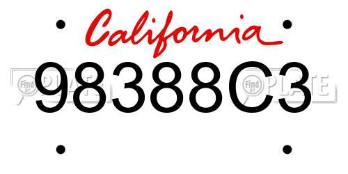 98388C3 California License Plate