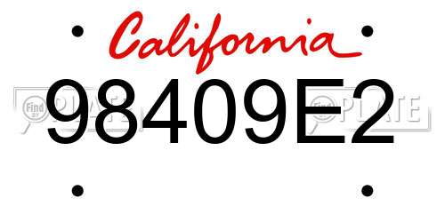 98409E2 California License Plate
