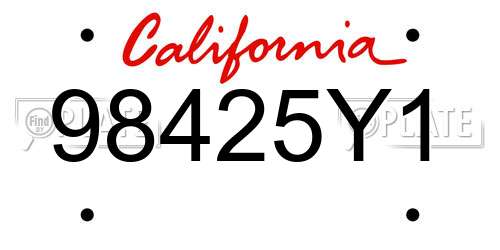 98425Y1 California License Plate