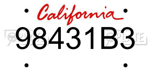 98431B3 California License Plate
