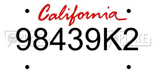 98439K2 California License Plate