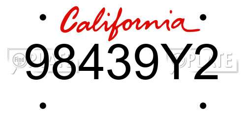 98439Y2 California License Plate