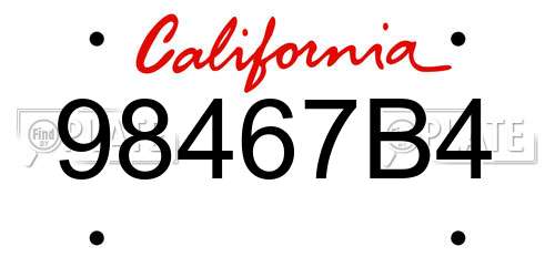 98467B4 California License Plate