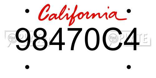 98470C4 California License Plate