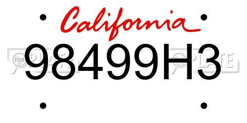 98499H3 California License Plate