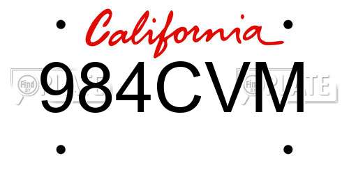 984CVM California License Plate