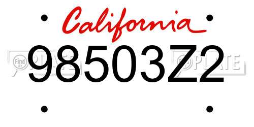 98503Z2 California License Plate