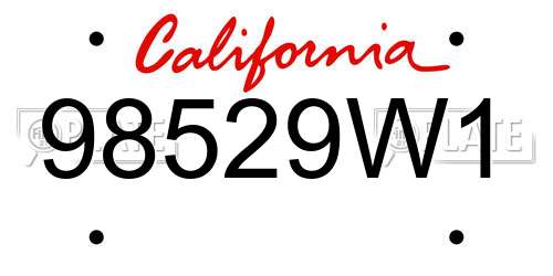 98529W1 California License Plate