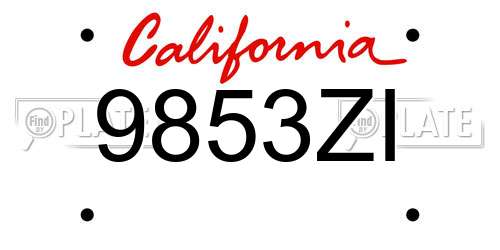 9853ZI California License Plate