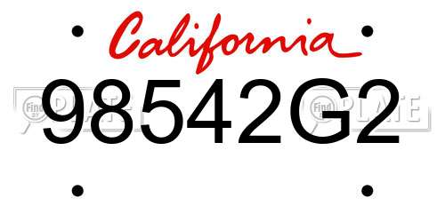 98542G2 California License Plate