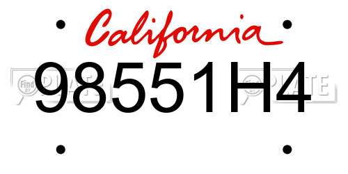 98551H4 California License Plate