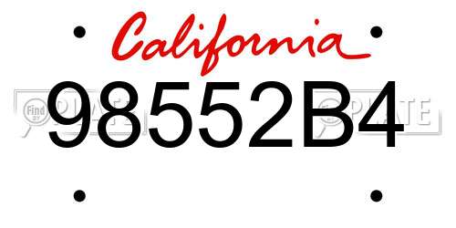 98552B4 California License Plate