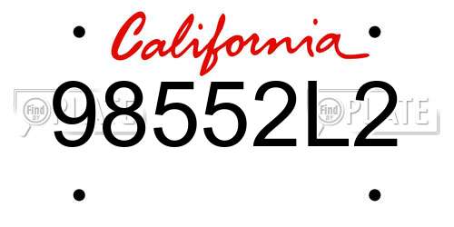 98552L2 California License Plate