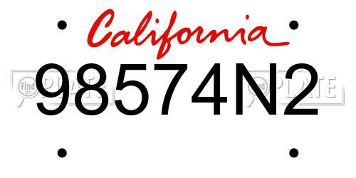 98574N2 California License Plate
