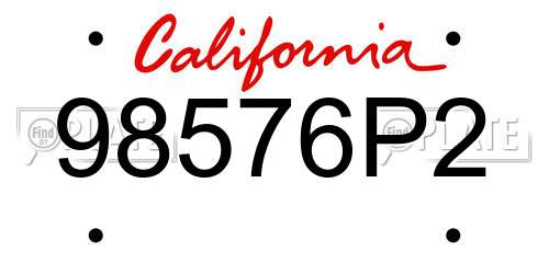 98576P2 California License Plate