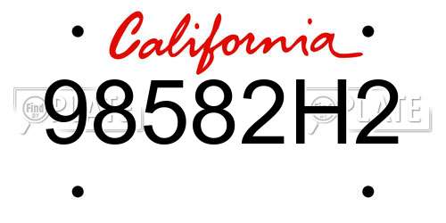 98582H2 California License Plate