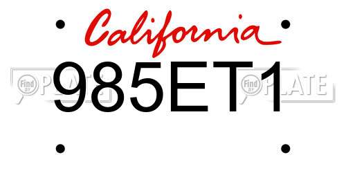 985ET1 California License Plate