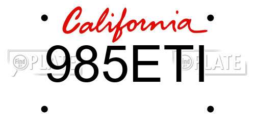 985ETI California License Plate