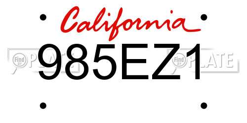 985EZ1 California License Plate