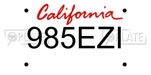 985EZI California License Plate