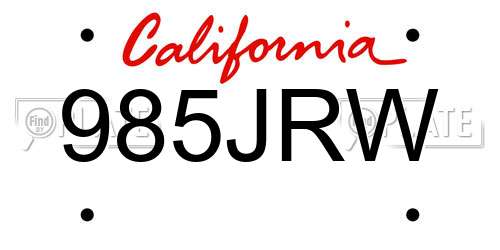 985JRW California License Plate