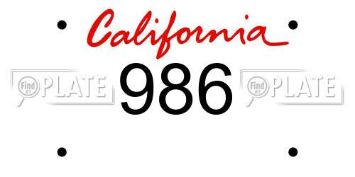 986 California License Plate