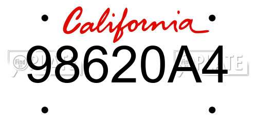98620A4 California License Plate