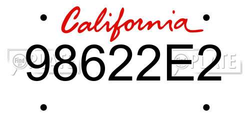 98622E2 California License Plate