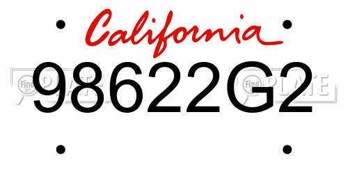 98622G2 California License Plate