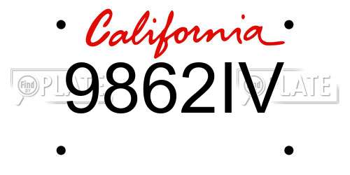 9862IV California License Plate