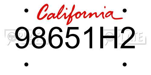 98651H2 California License Plate