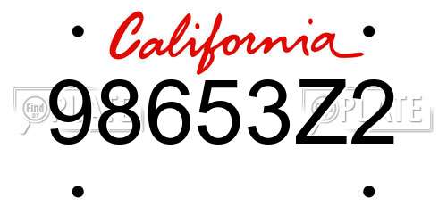 98653Z2 California License Plate