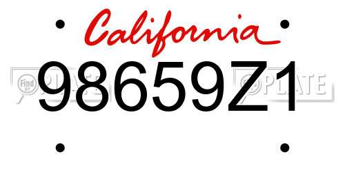 98659Z1 California License Plate