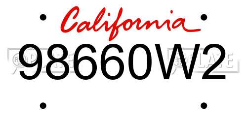 98660W2 California License Plate