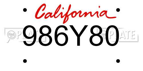 986Y80 California License Plate