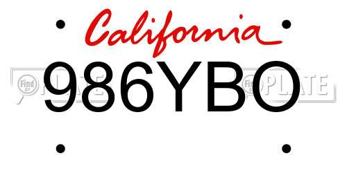 986YBO California License Plate
