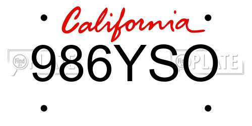986YSO California License Plate