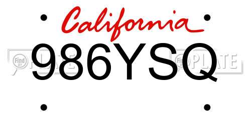 986YSQ California License Plate