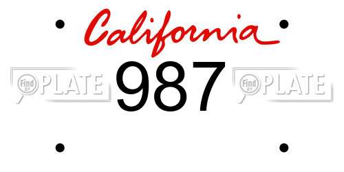 987 California License Plate