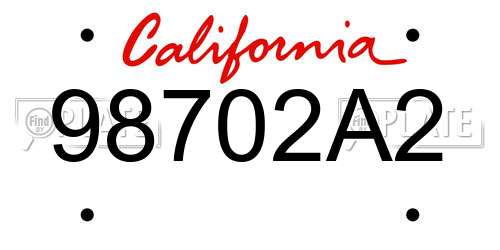 98702A2 California License Plate