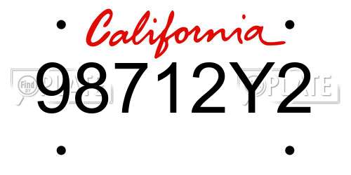 98712Y2 California License Plate