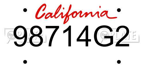 98714G2 California License Plate