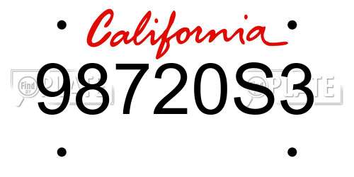 98720S3 California License Plate